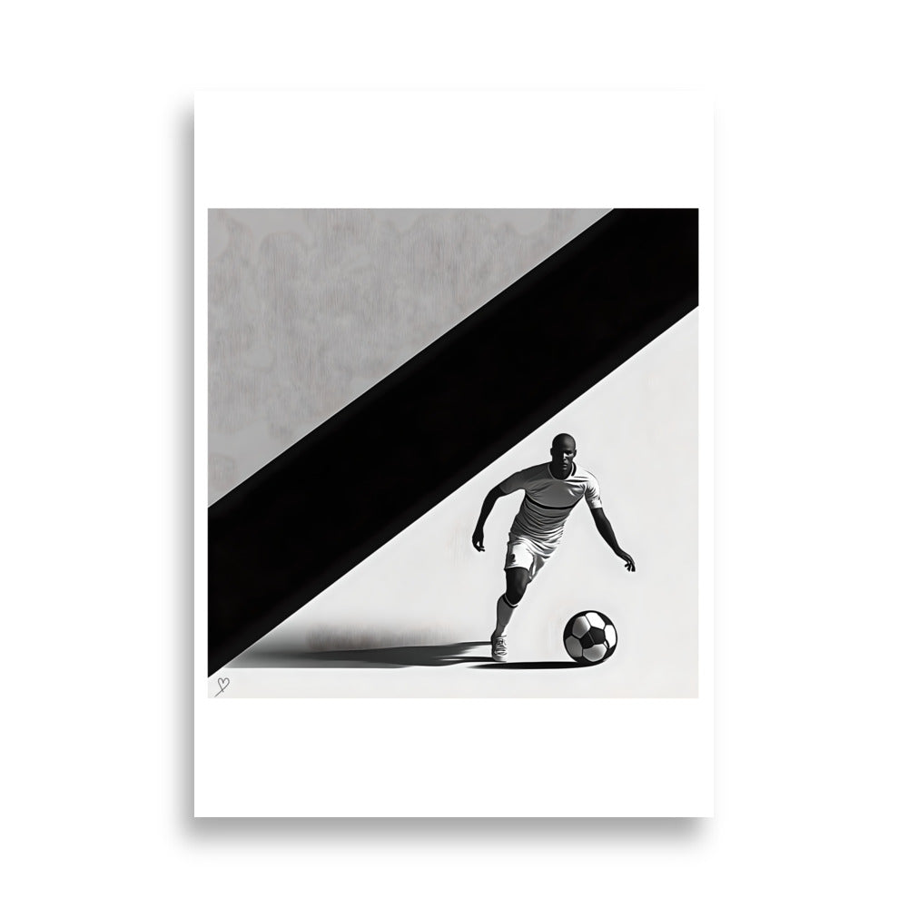 affiche l’attaquant football noir et blanc