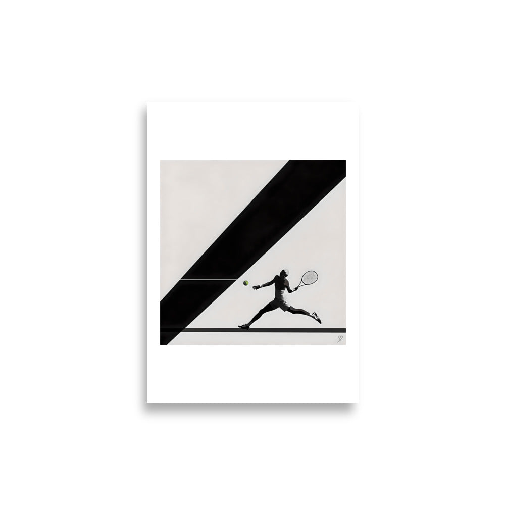Affiche Tennis Bauhaus – illustration graphique inspirée du mouvement Bauhaus. Cadeau pour fan de tennis.