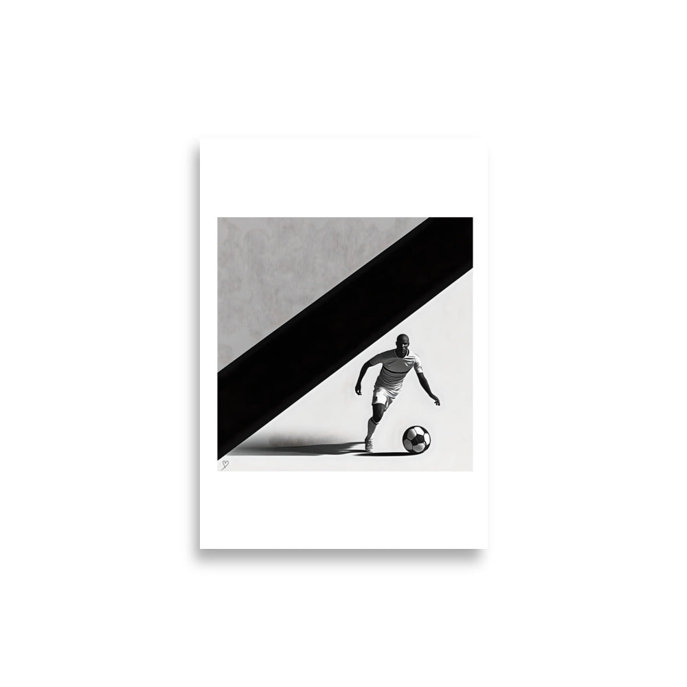 poster sport noir blanc joueur football