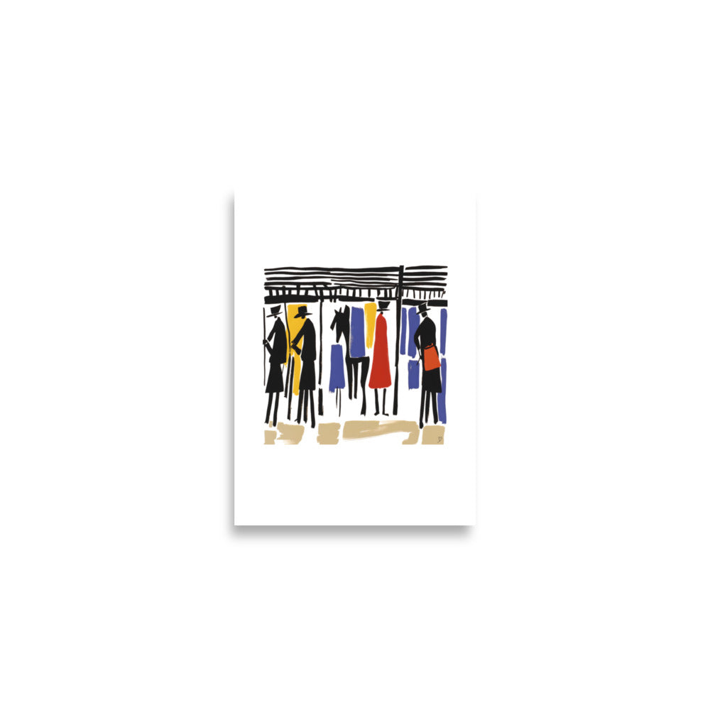 illustration artistique cavaliers stylisés art contemporain