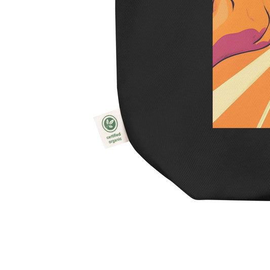 sac coton biologique illustration pop art féminine - détail étiquette