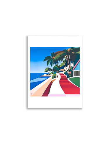 Poster - "Promenade tropicale en bord de mer"
