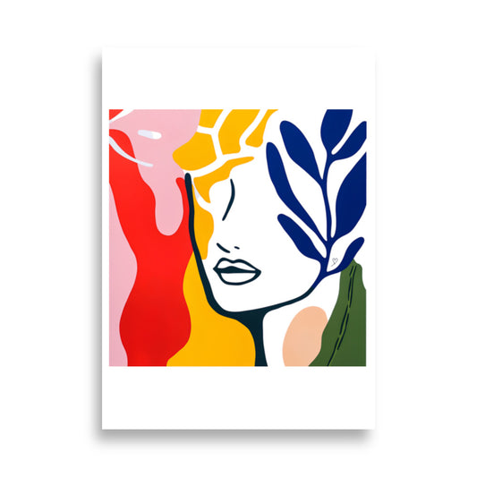 affiche abstraite féminine âme fleurie