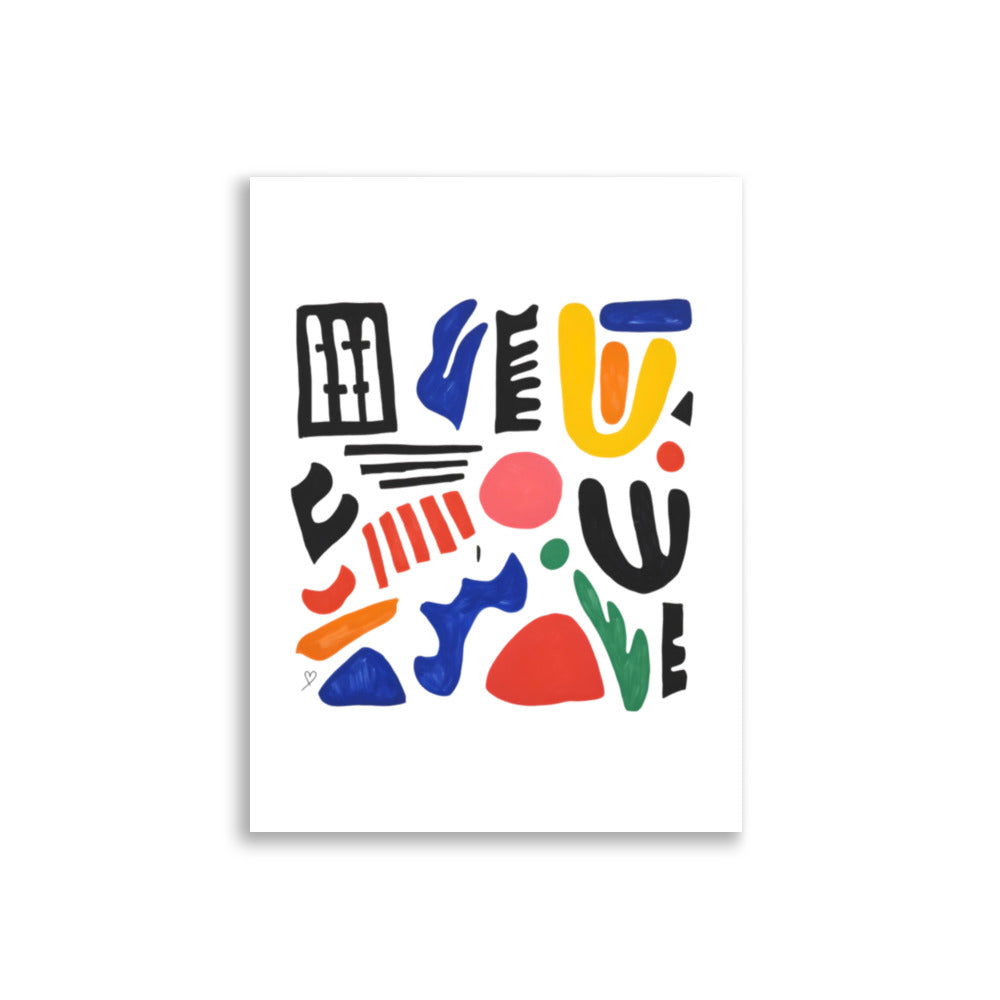 affiche abstraite colorée la danse des formes