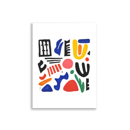 affiche abstraite colorée la danse des formes