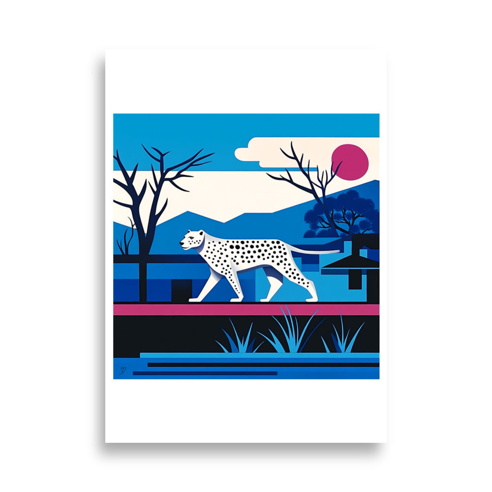 Affiche Le Guépard illustration minimaliste animaux sauvages