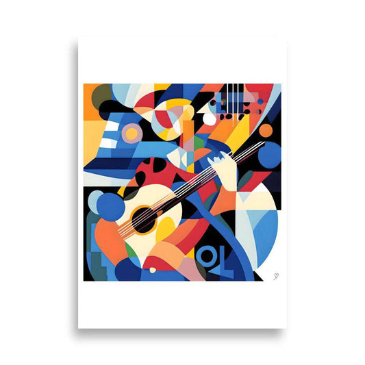 affiche abstraite guitare cubiste