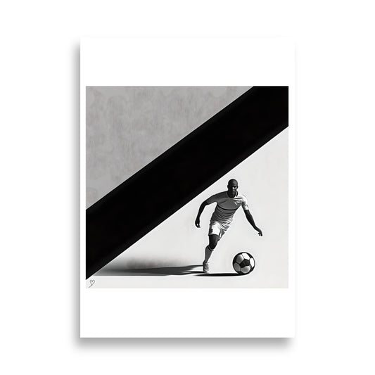 affiche l’attaquant football noir et blanc
