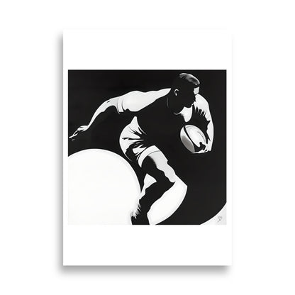affiche le porteur joueur football américain rugby noir et blanc