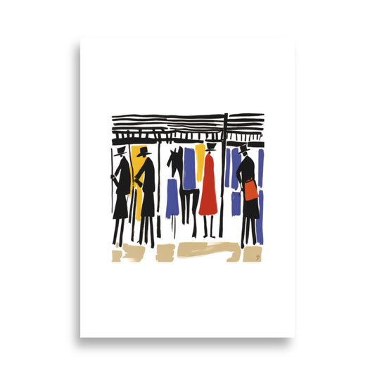 affiche les écuries illustration chevaux et cavaliers
