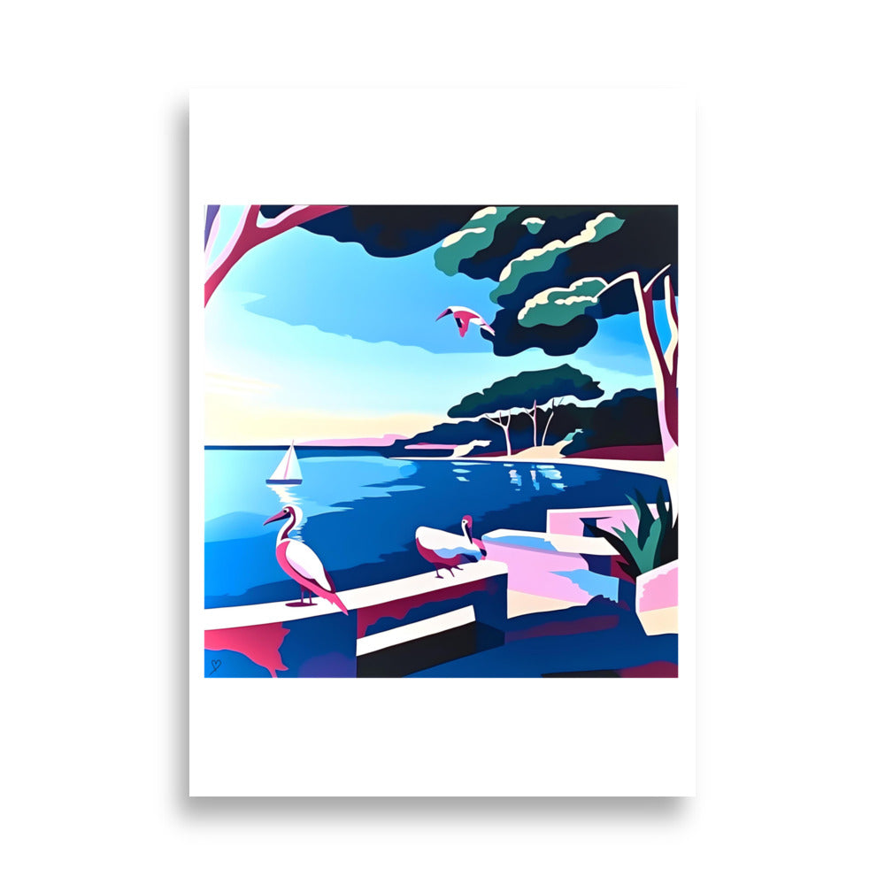 Affiche Les Pélicans illustration nature et animaux sauvages