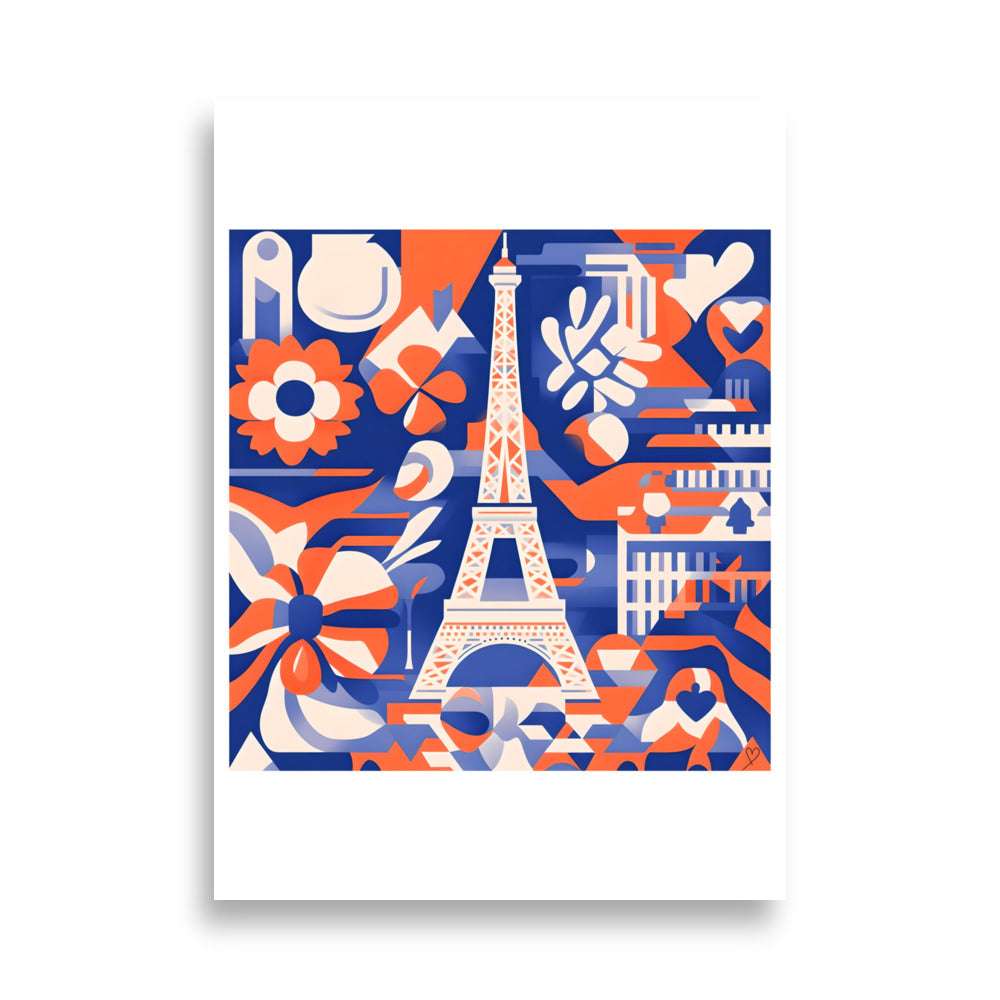 Affiche Paris en fleurs Idée Passion – illustration stylisée de Paris et Tour Eiffel fleurie