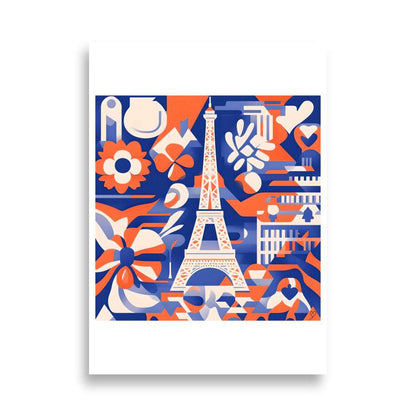Affiche Paris en fleurs Idée Passion – illustration stylisée de Paris et Tour Eiffel fleurie