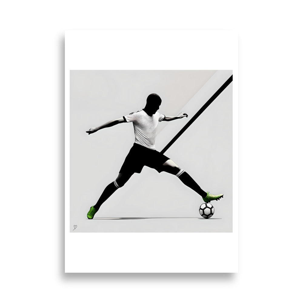 affiche passion football joueur stylisé noir et blanc