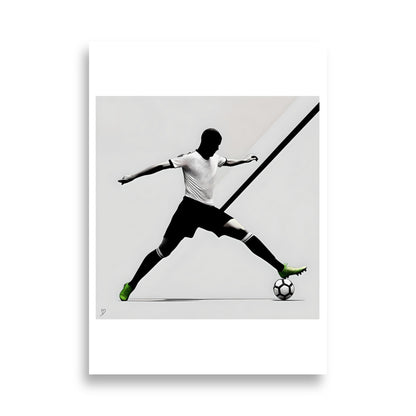 affiche passion football joueur stylisé noir et blanc