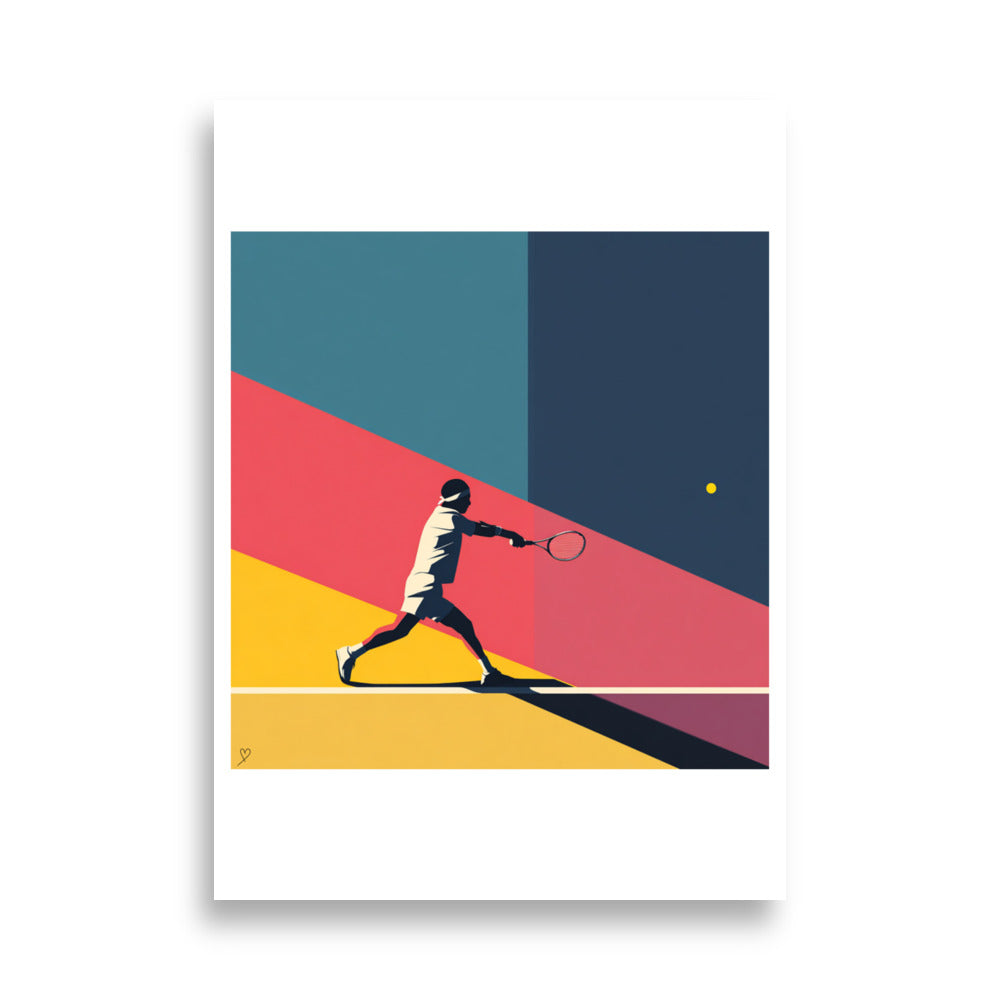 Affiche Shape & Serve joueur de tennis design géométrique