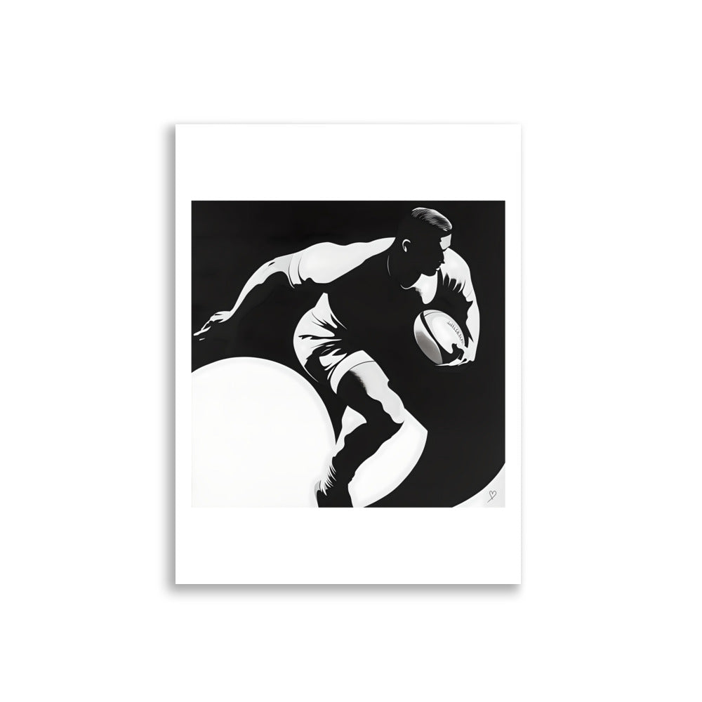 poster sportif design graphique joueur en action rubgy