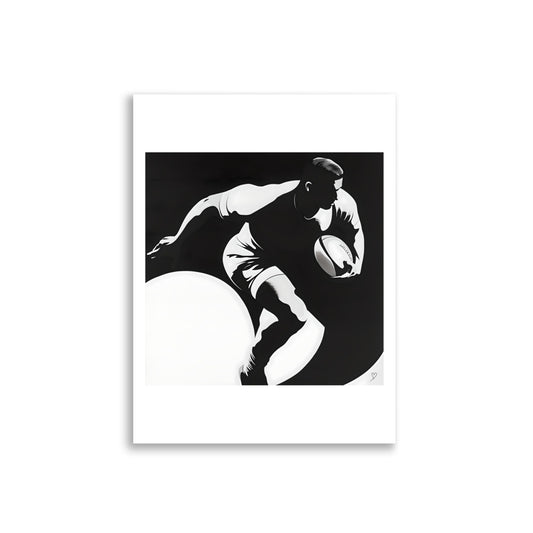 poster sportif design graphique joueur en action rubgy