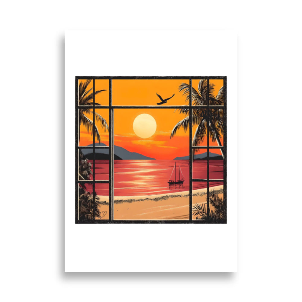 affiche voyage rétro paysage tropical idée passion