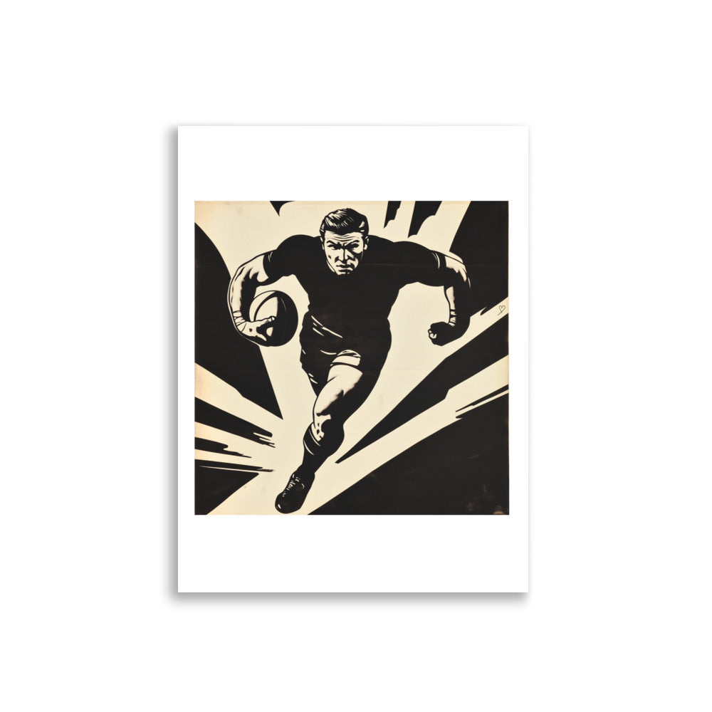 affiche rugby stylisé noir et blanc