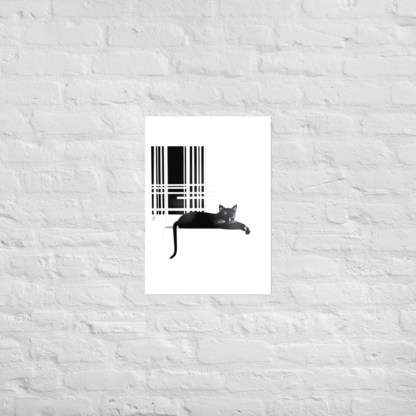 Illustration design chat noir sur fond blanc pour décoration intérieure