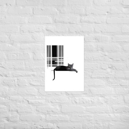 Illustration design chat noir sur fond blanc pour décoration intérieure