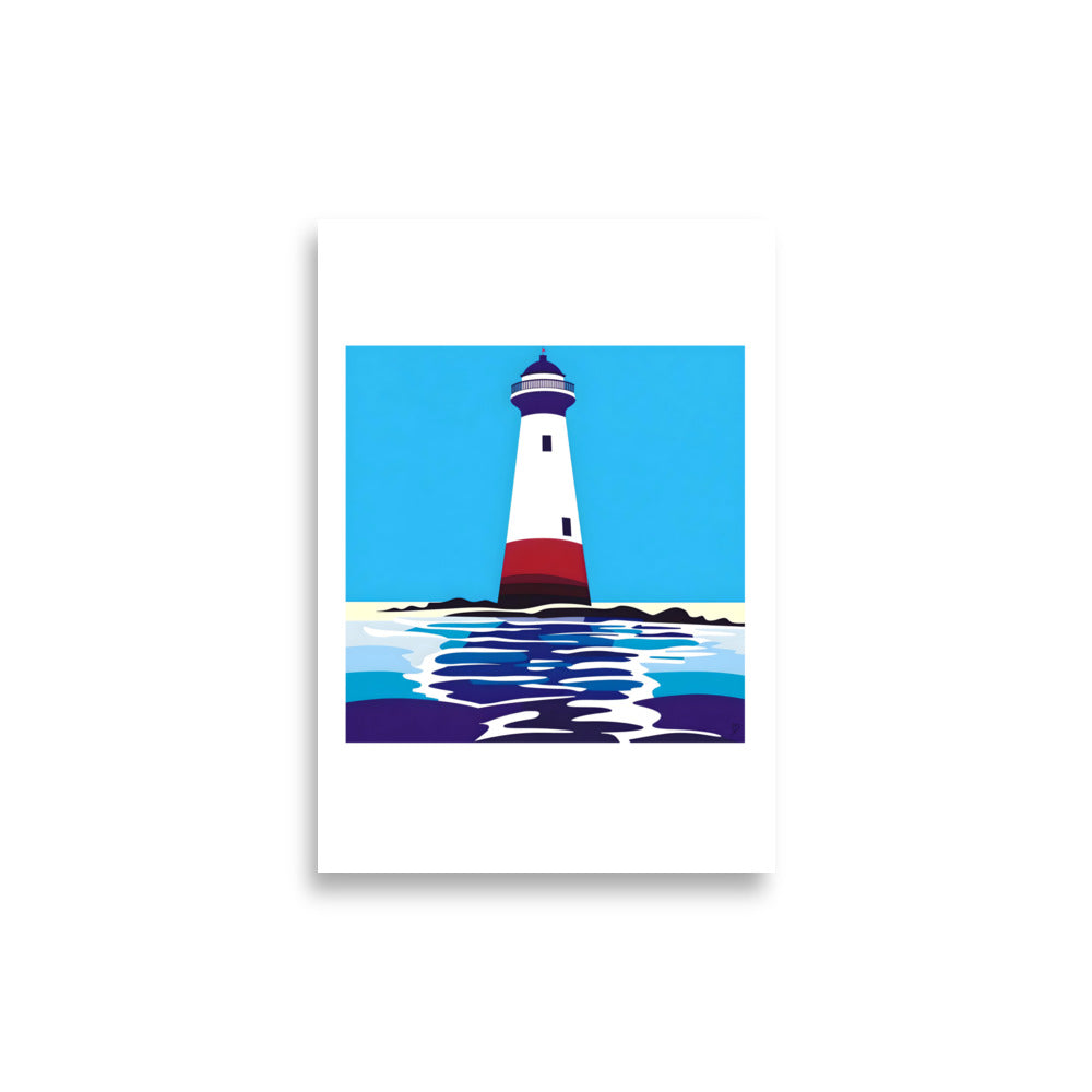affiche phare rouge bleu cadeau passion mer