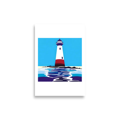affiche phare rouge bleu cadeau passion mer