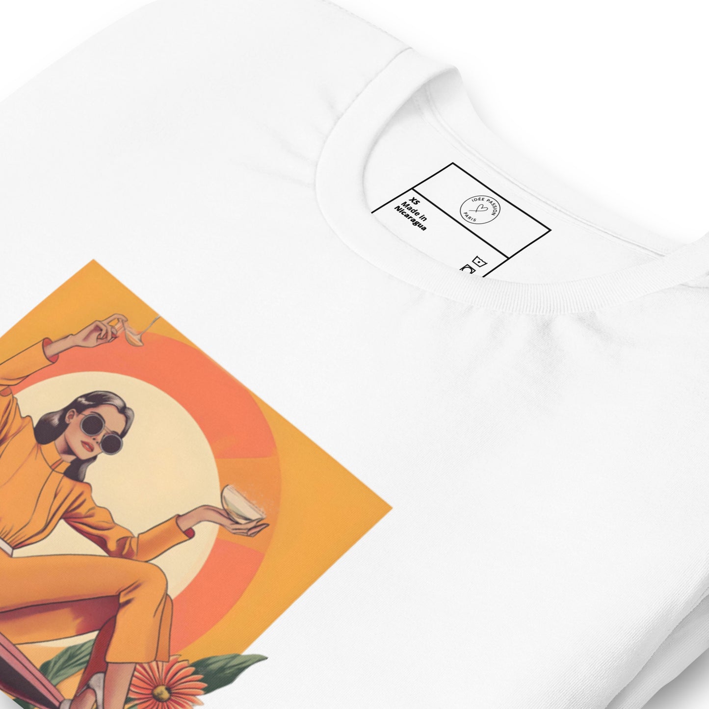 Illustration rétro Mrs Watson sur t-shirt – femme élégante avec lunettes et plantes