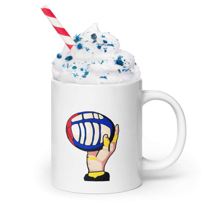 Mug illustration sportive main tenant ballon “Ballon ovale”