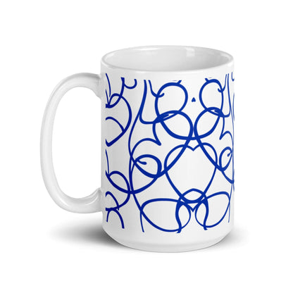 Mug "Bleu Passion" 11 oz, vue côté design artistique bleu, cadeau parfait pour amateurs d’art.