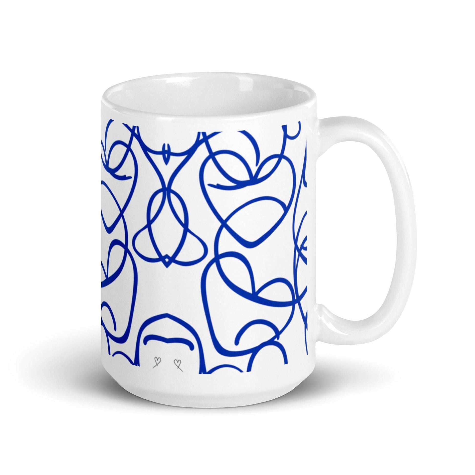 Mug "Bleu Passion" 15oz, illustration artistique bleue, idée cadeau original pour amateurs d’art
