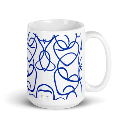 Mug "Bleu Passion" 15oz, illustration artistique bleue, idée cadeau original pour amateurs d’art