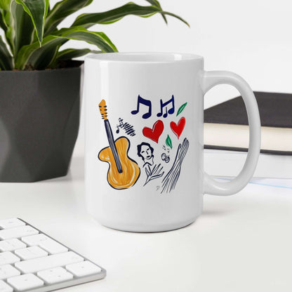 tasse guitare, coeurs et notes de musique
