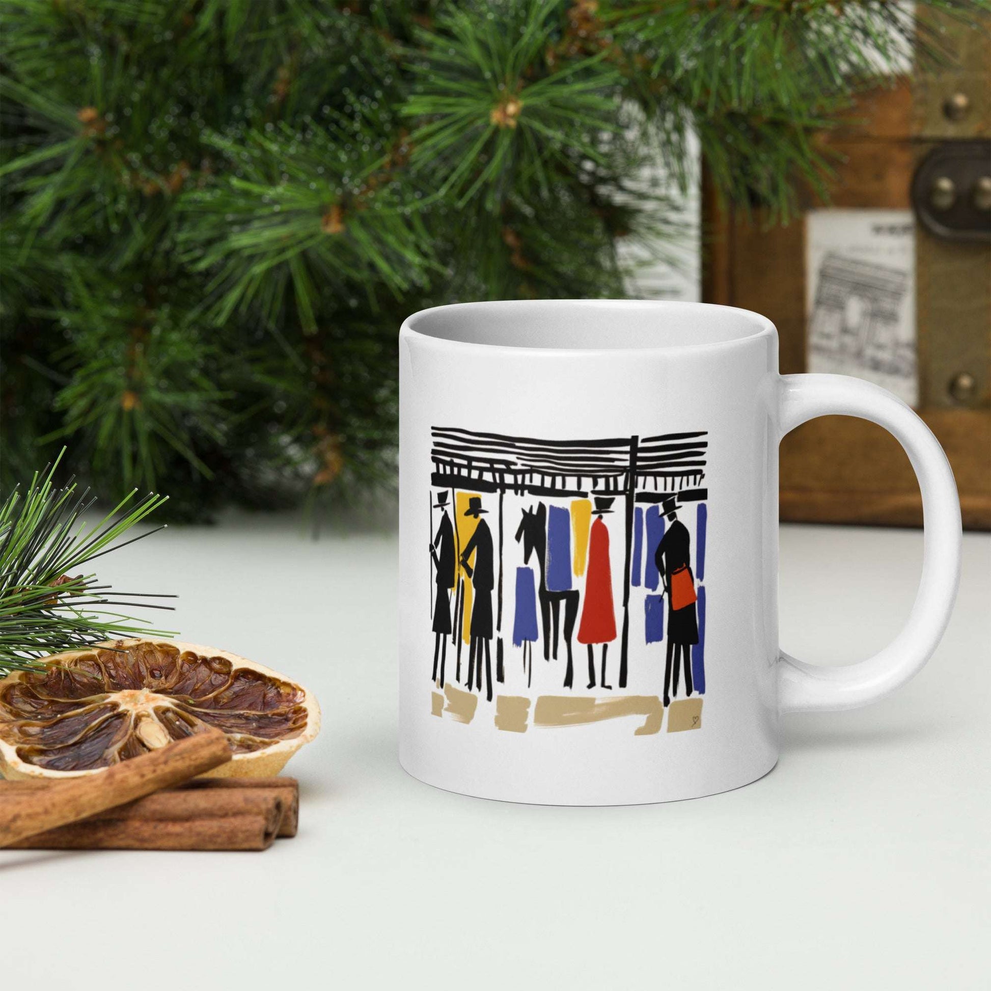 Mug Les Écuries pop art équestre signé Idée Passion – cadeau créatif pour amateurs de chevaux, cavaliers et art contemporain.