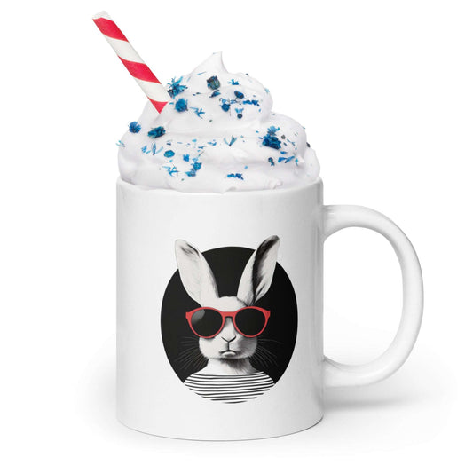 mug lapin hipster lunettes rouges