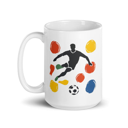 Mug football moderne couleurs vives design abstrait