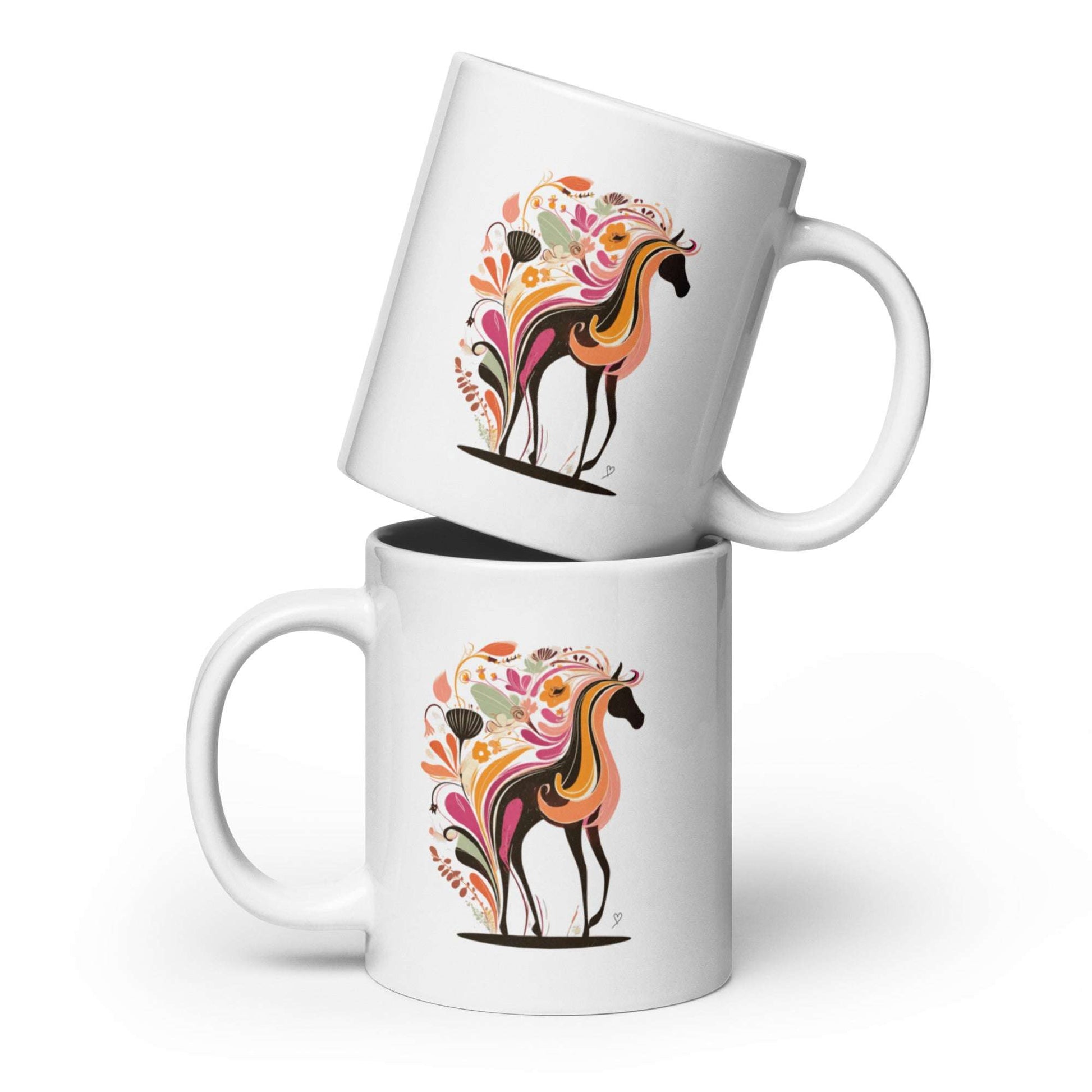 Illustration artistique de cheval coloré sur mug