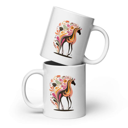 Illustration artistique de cheval coloré sur mug