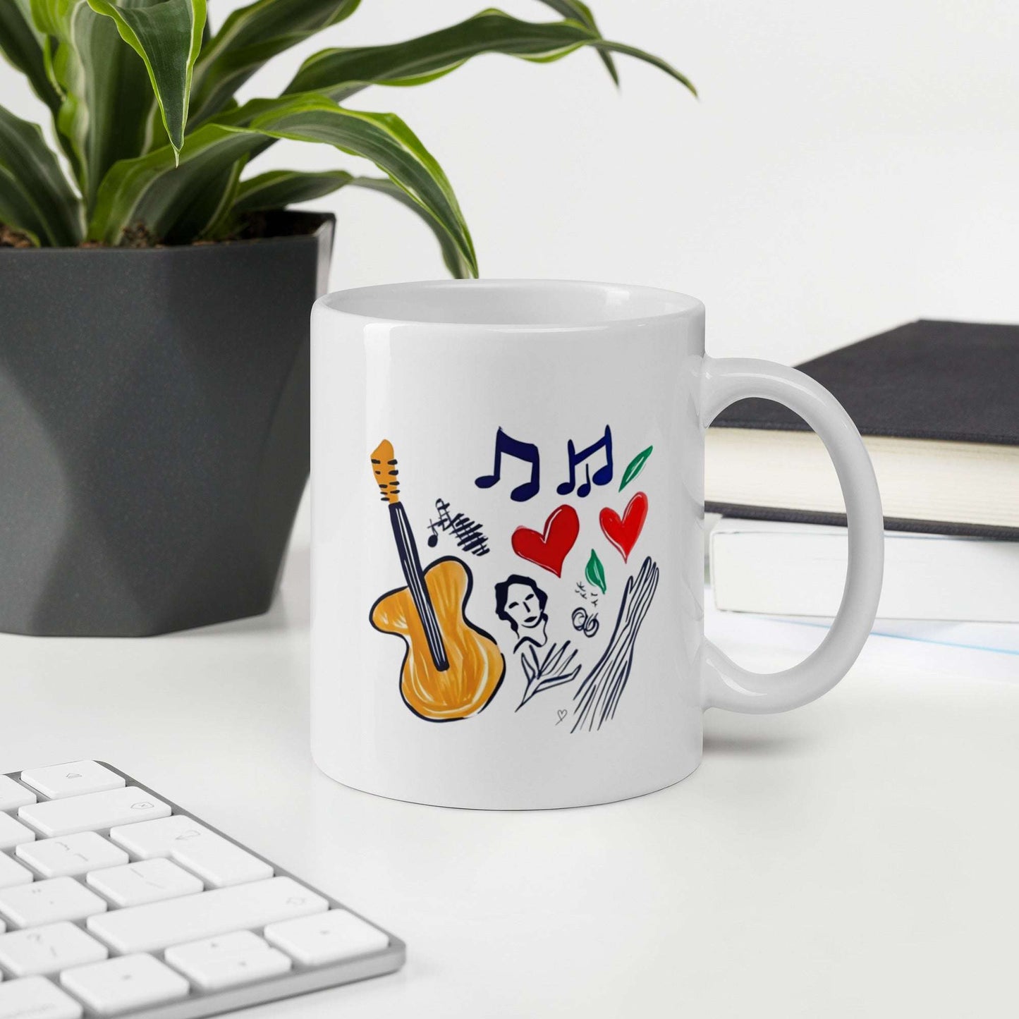 Design créatif pour café ou thé avec illustration musicale