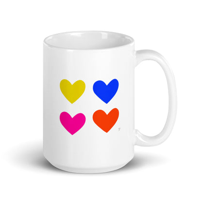 Mug joyeux jaune bleu rose rouge Idée Passion