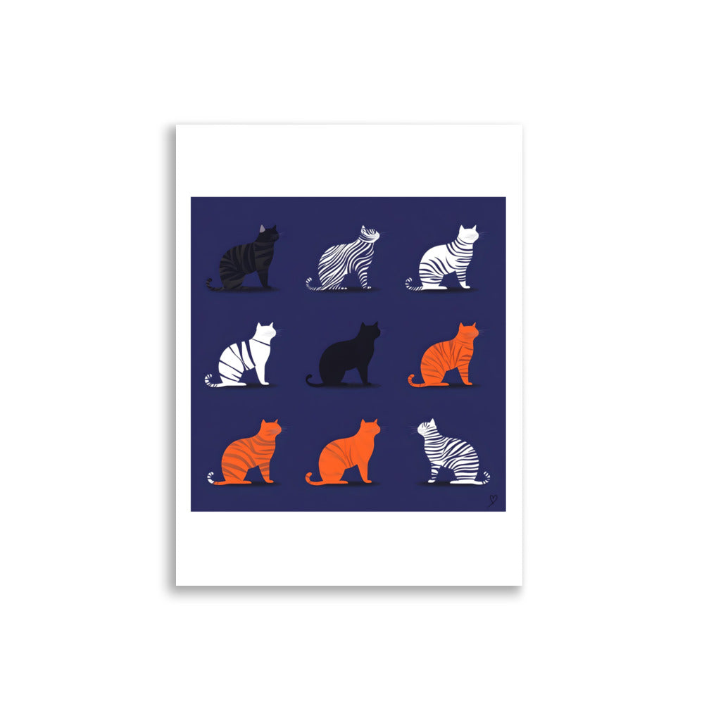 Poster silhouettes félines minimaliste pour déco