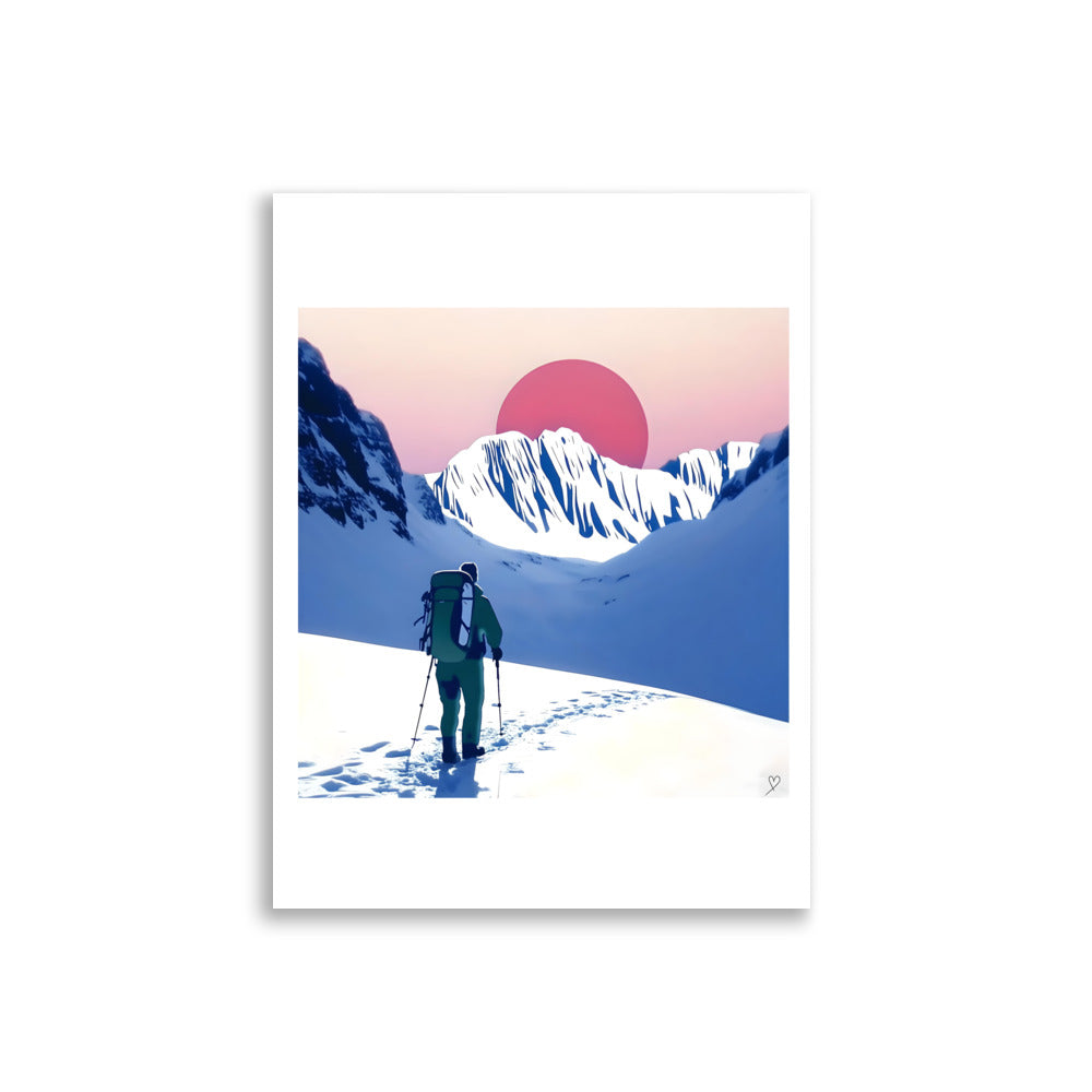 poster minimaliste randonnée neige