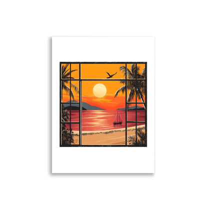 poster vintage coucher de soleil palmiers