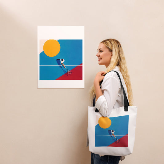 sac shopping tennis coloré avec cœur anses personnalisables