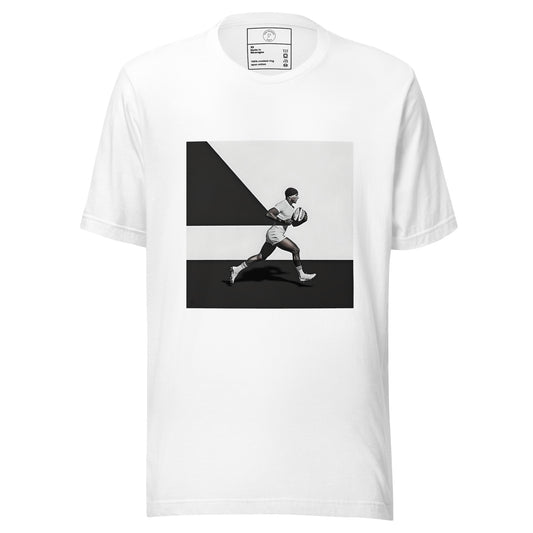 T-shirt rugby design artistique blanc – Ligne d’attaque par Idée Passion