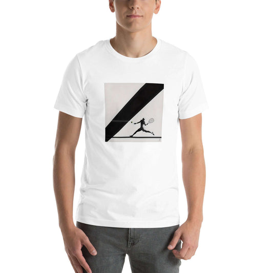 T-shirt unisexe Tennis Bauhaus illustration graphique noir et blanc