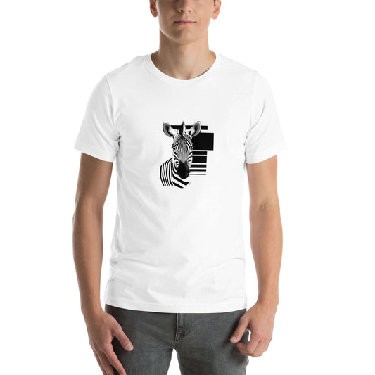 T-shirt unisexe Zèbre Bauhaus – illustration zèbre noir et blanc sur fond géométrique