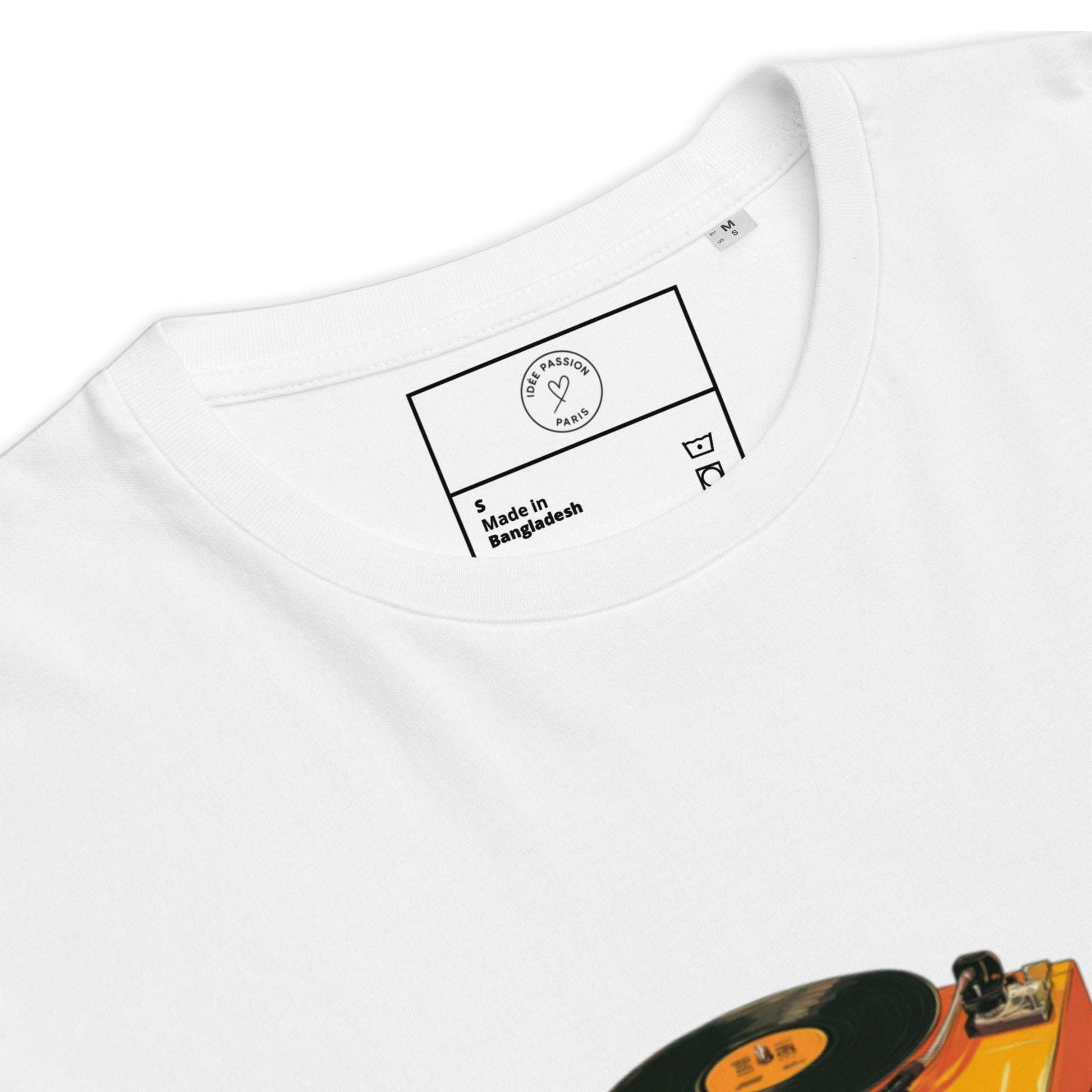 T-shirt graphique vinyle et ambiance années 70-80- Zoom étiquette