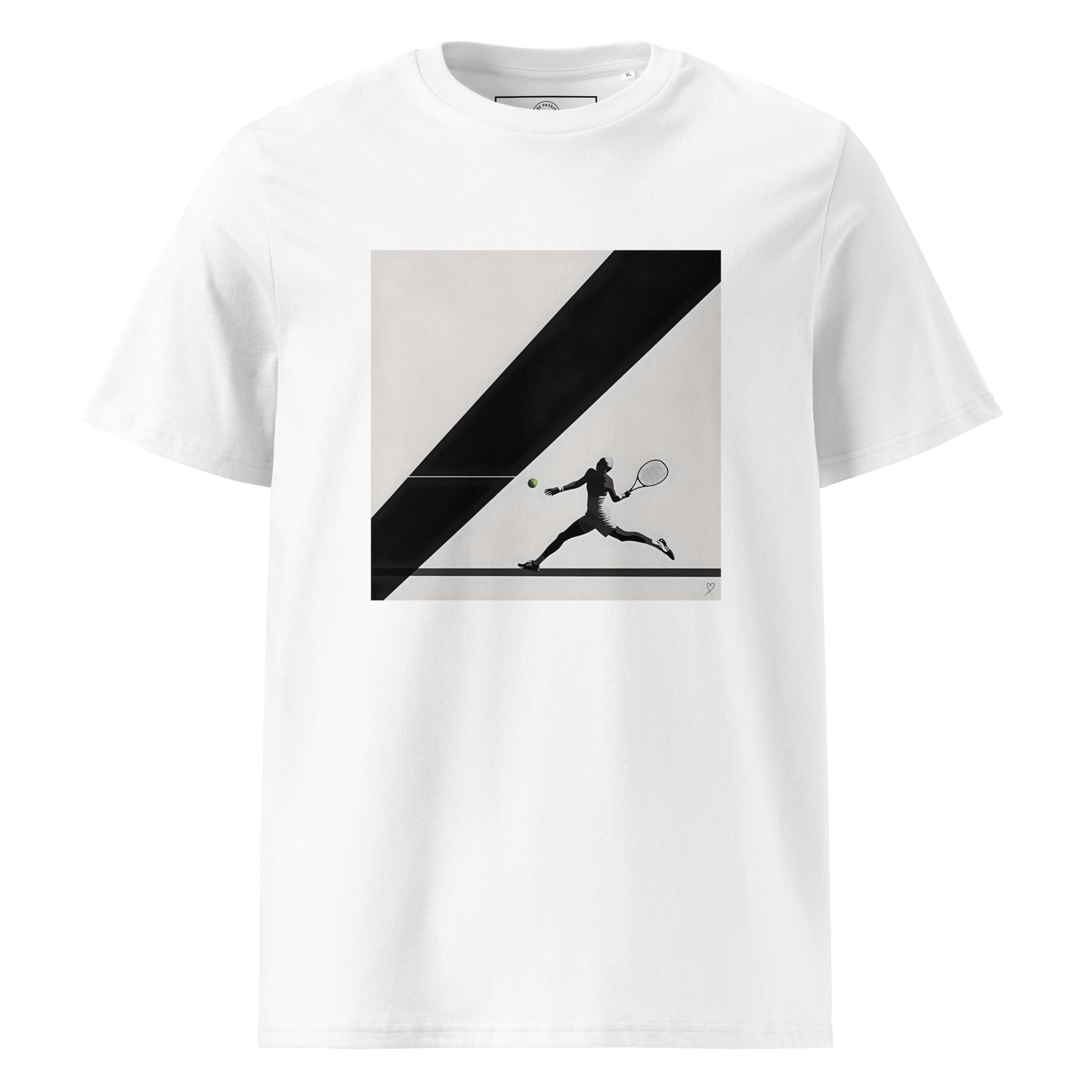 Design abstrait sur T-shirt tennis joueur silhouette écologique